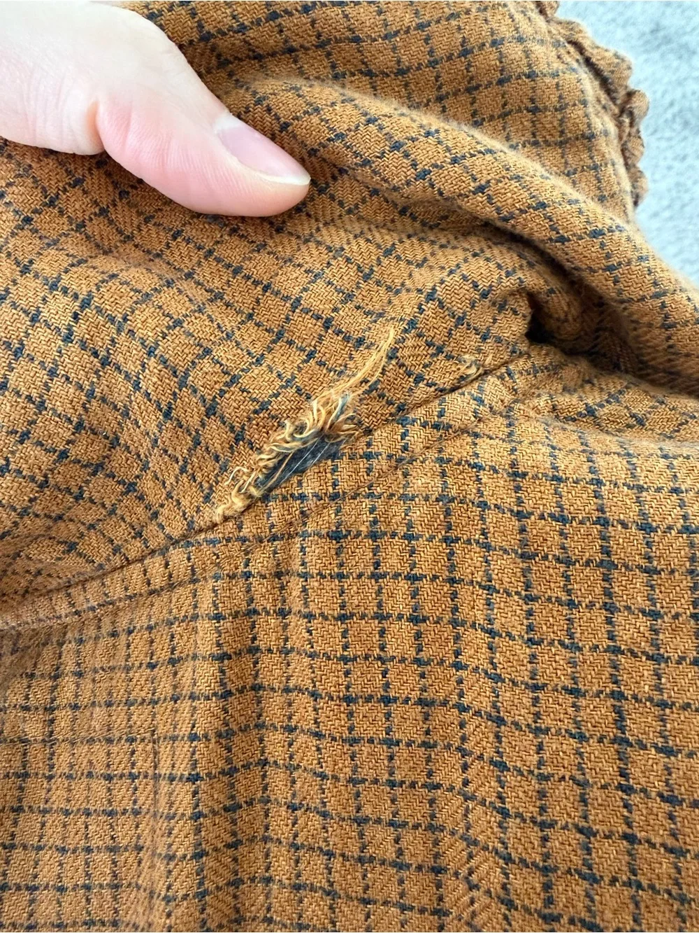 S/M Herringbone Ginger Checks Peter Pan Collar Dress